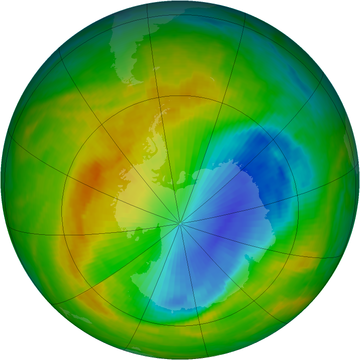 Antarctic ozone map for 16 November 1989